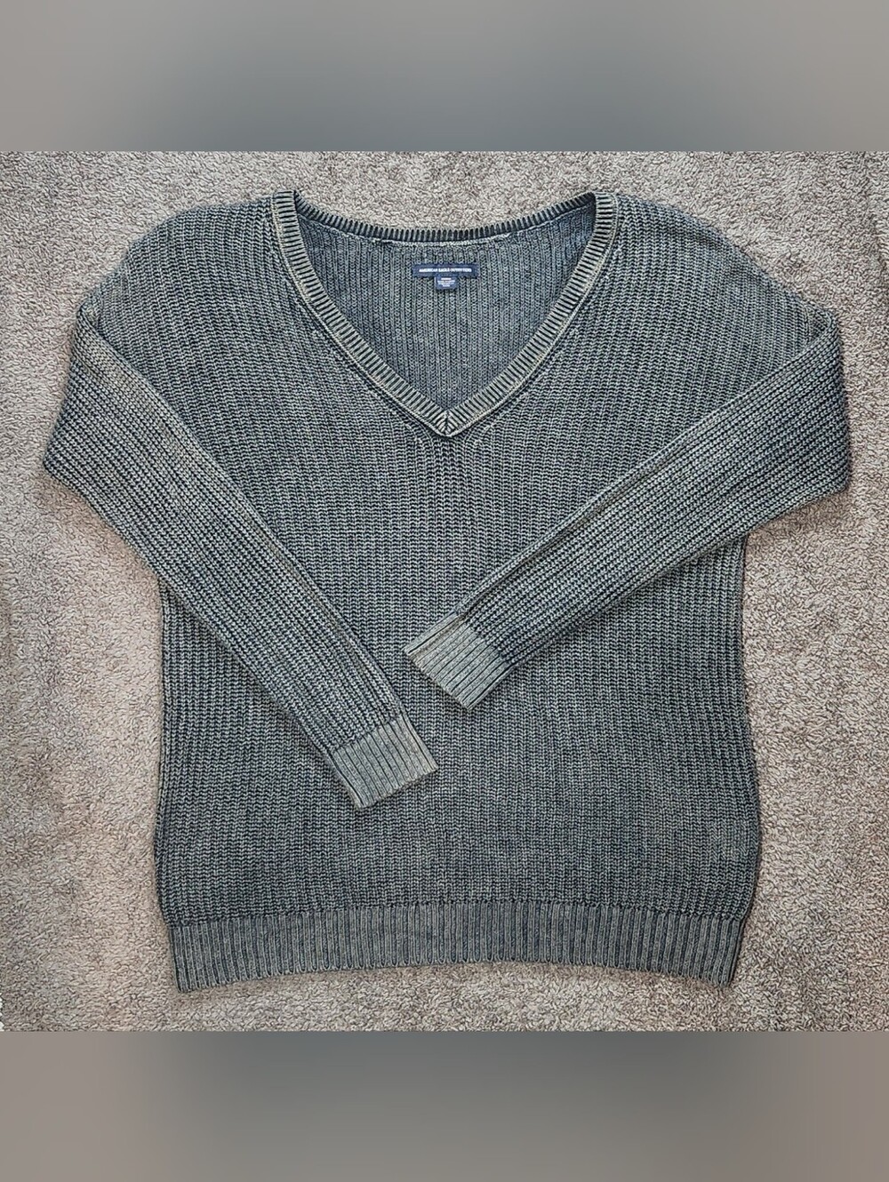 Grey American Eagle Outfitters V-Neck Longline Sweater